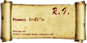 Remes Irén névjegykártya